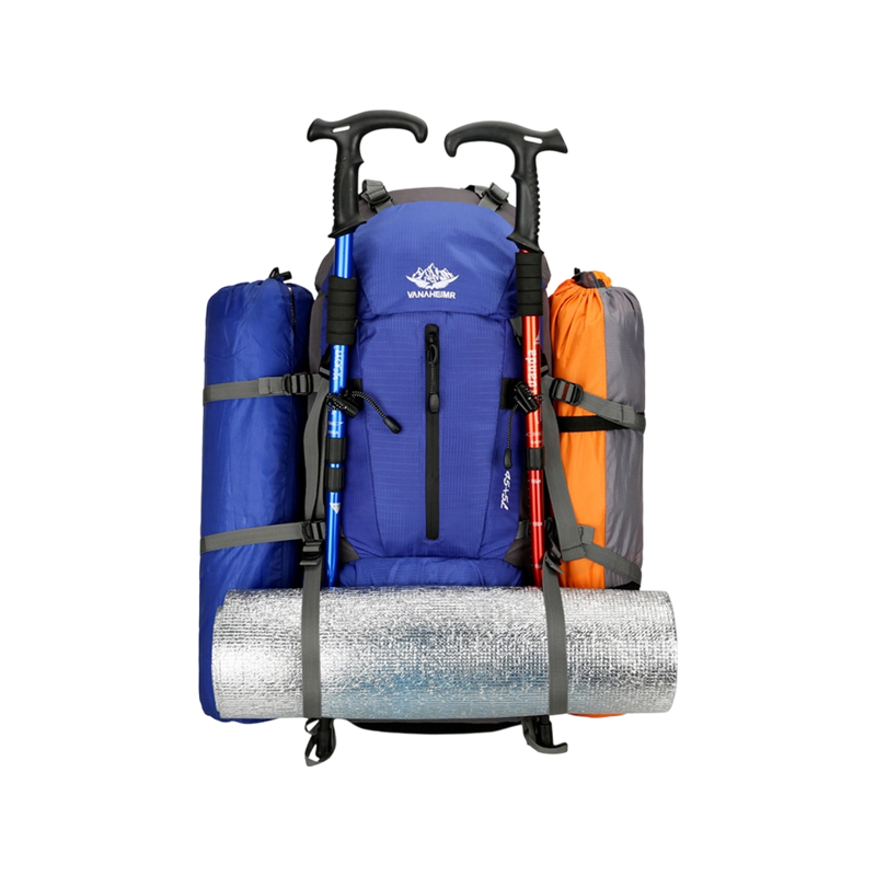 Large-capacity nylon professional mountaineering backpack, multi-functional sports double-shoulder mountaineering backpack