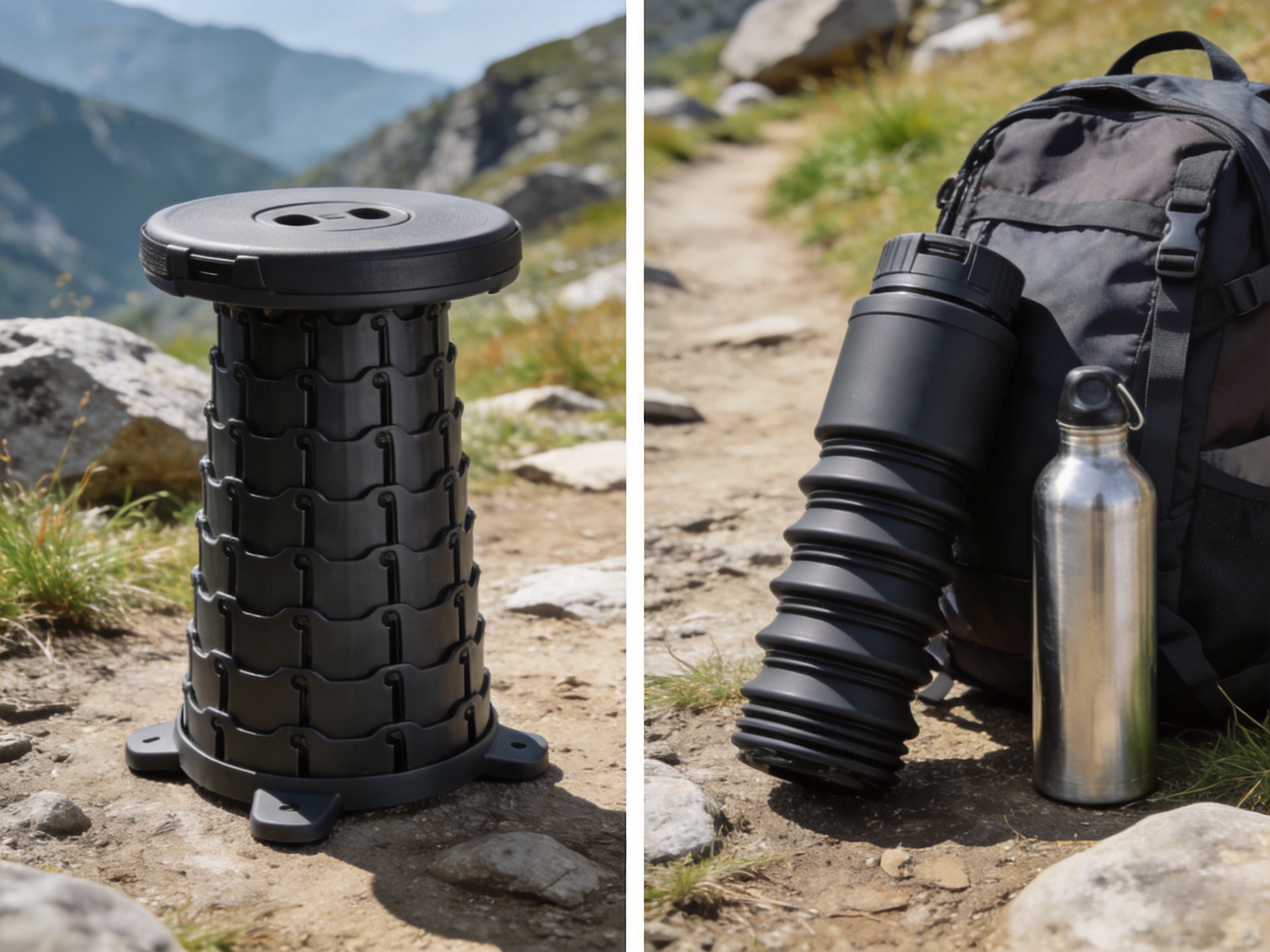 Portable Adjustable Folding Stool for Hiking, Camping, Queuing, and Fishing
