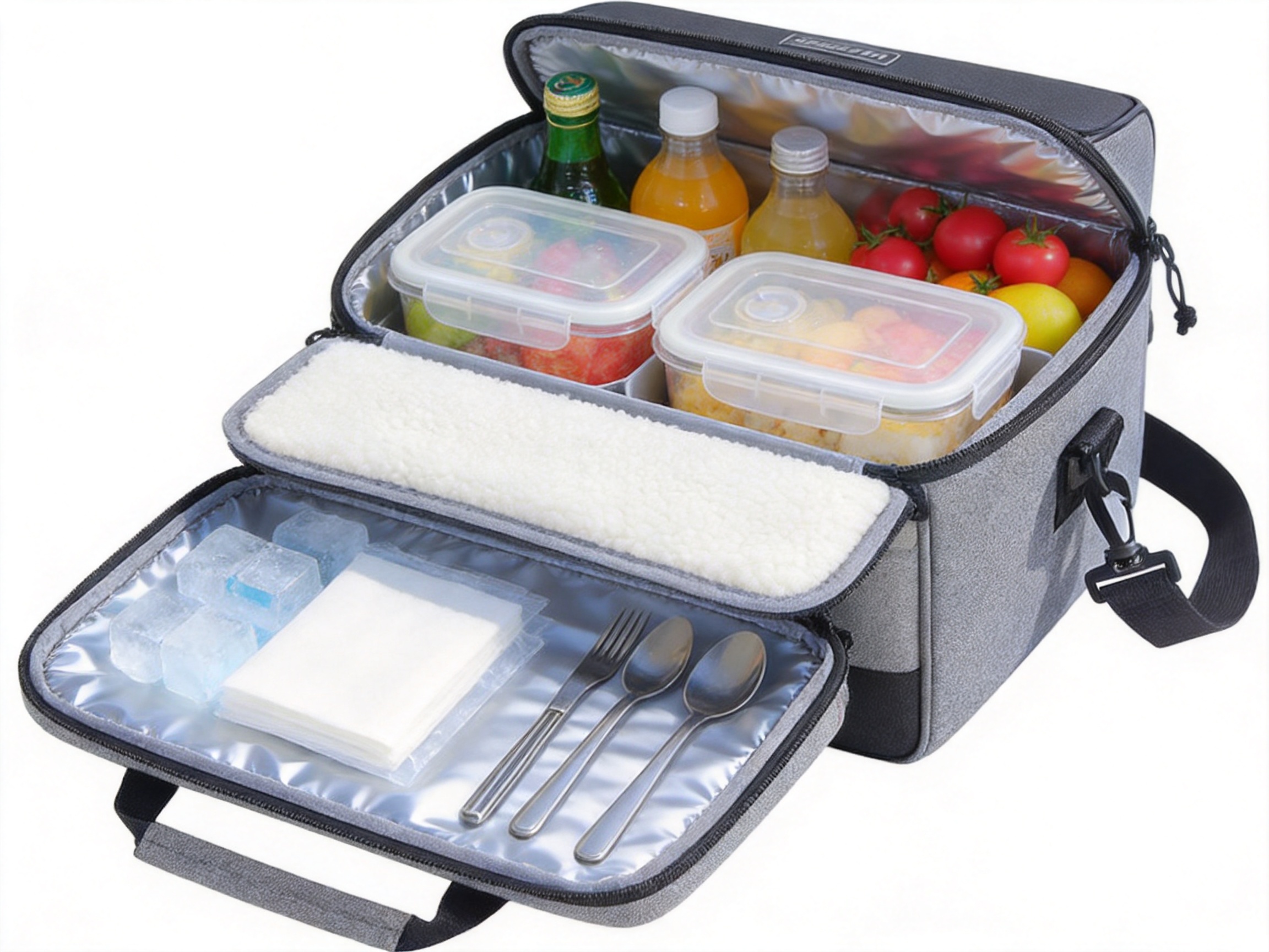 Large Capacity Double-Layer Insulated Lunch Bag for Picnics, Commuting, and Outdoor Use
