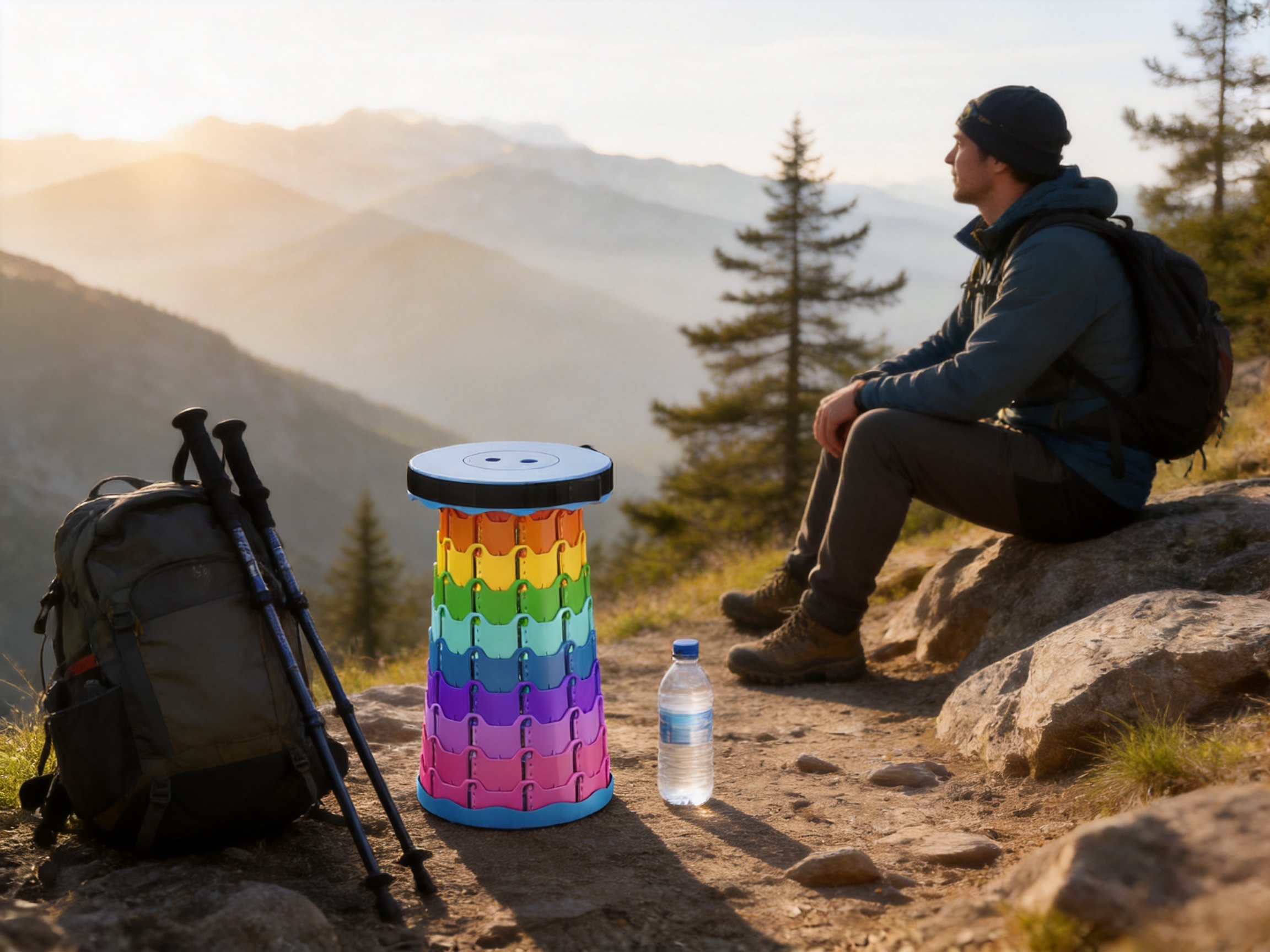 Portable Folding Extendable Stool for Hiking, Camping, Queuing, and Fishing